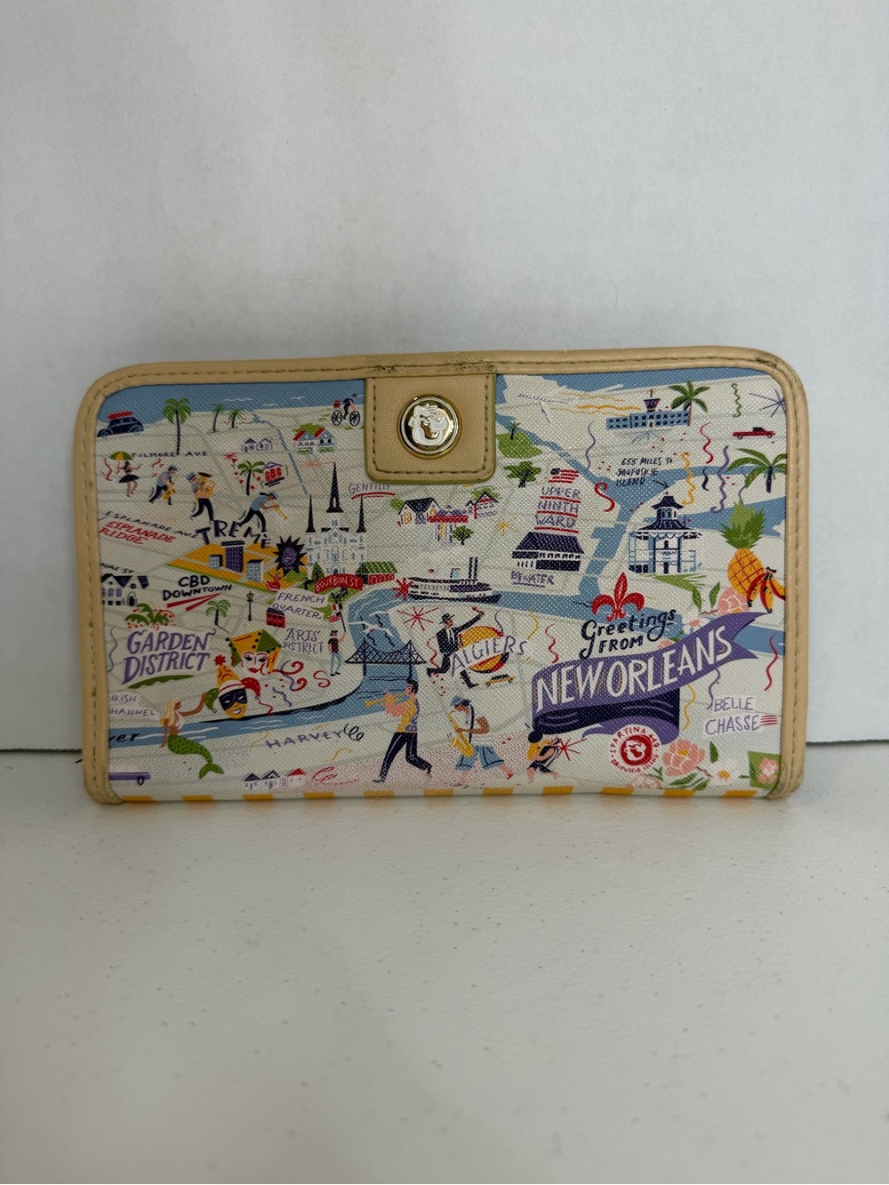 Spartina 449 Greetings From New Orleans Wallet Travel Map Print Snap Zip
